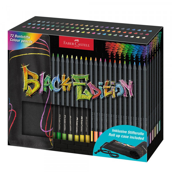 Trousse rouleau 72 Crayons de couleurs Black edition - Faber Castell