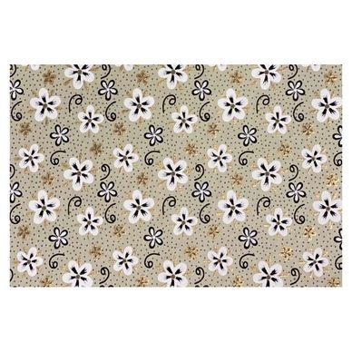 Papier Indien fait main 50 x 70 cm 120 g/m² Fleurs Blanches, noires, dorées & Cement