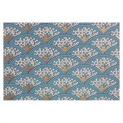 Papier Indien fait main 50 x 70 cm 120 g/m² Bleu Blanc Or