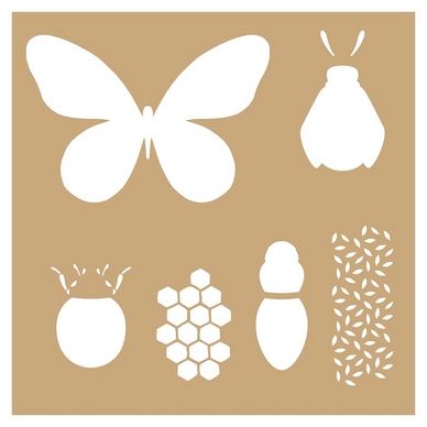 Pochoir Kraft 20 x 20 cm Insectes