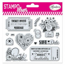 Tampons transparents Mariage ticket